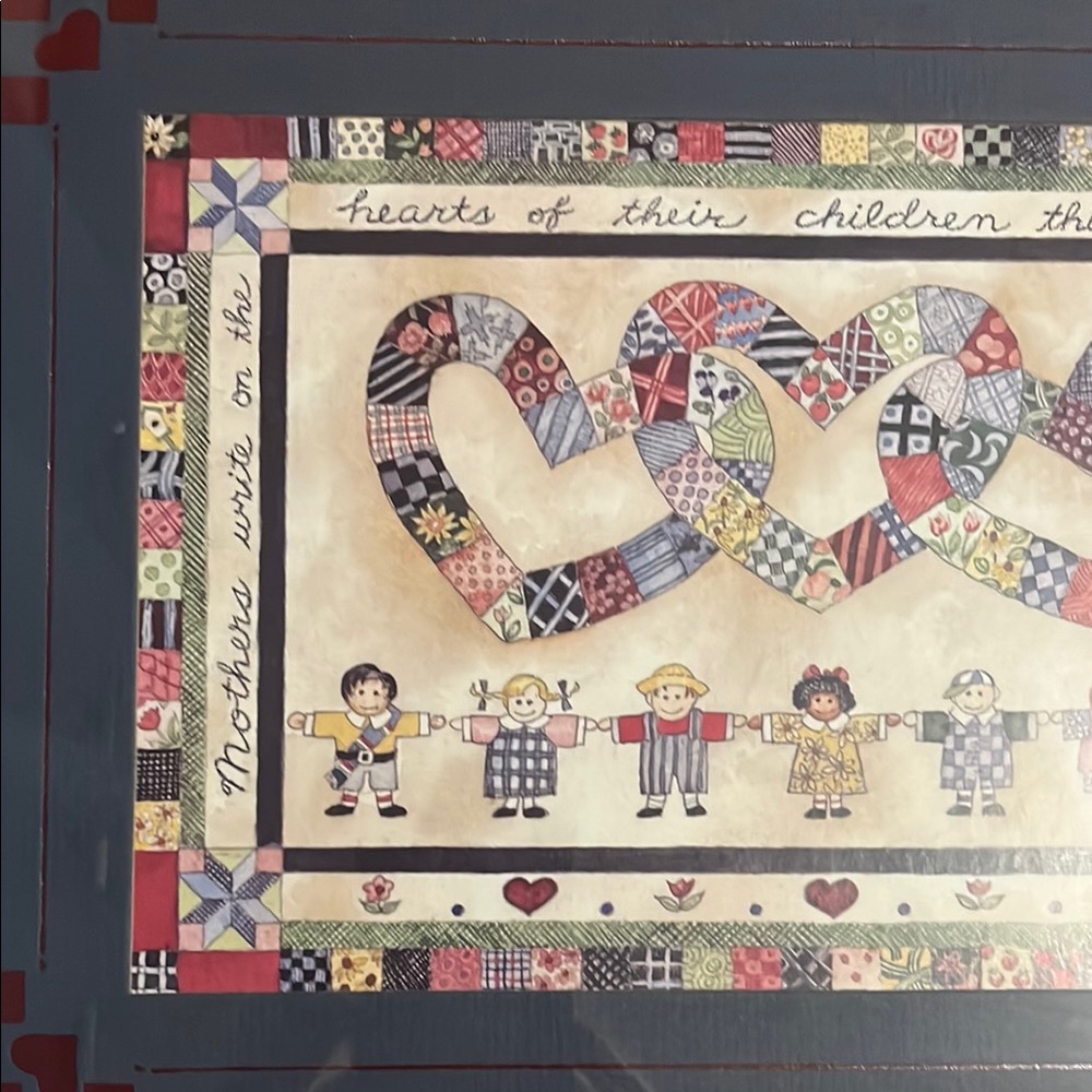 Patchwork Heart and Children Framed Art - Picture 2 of 8